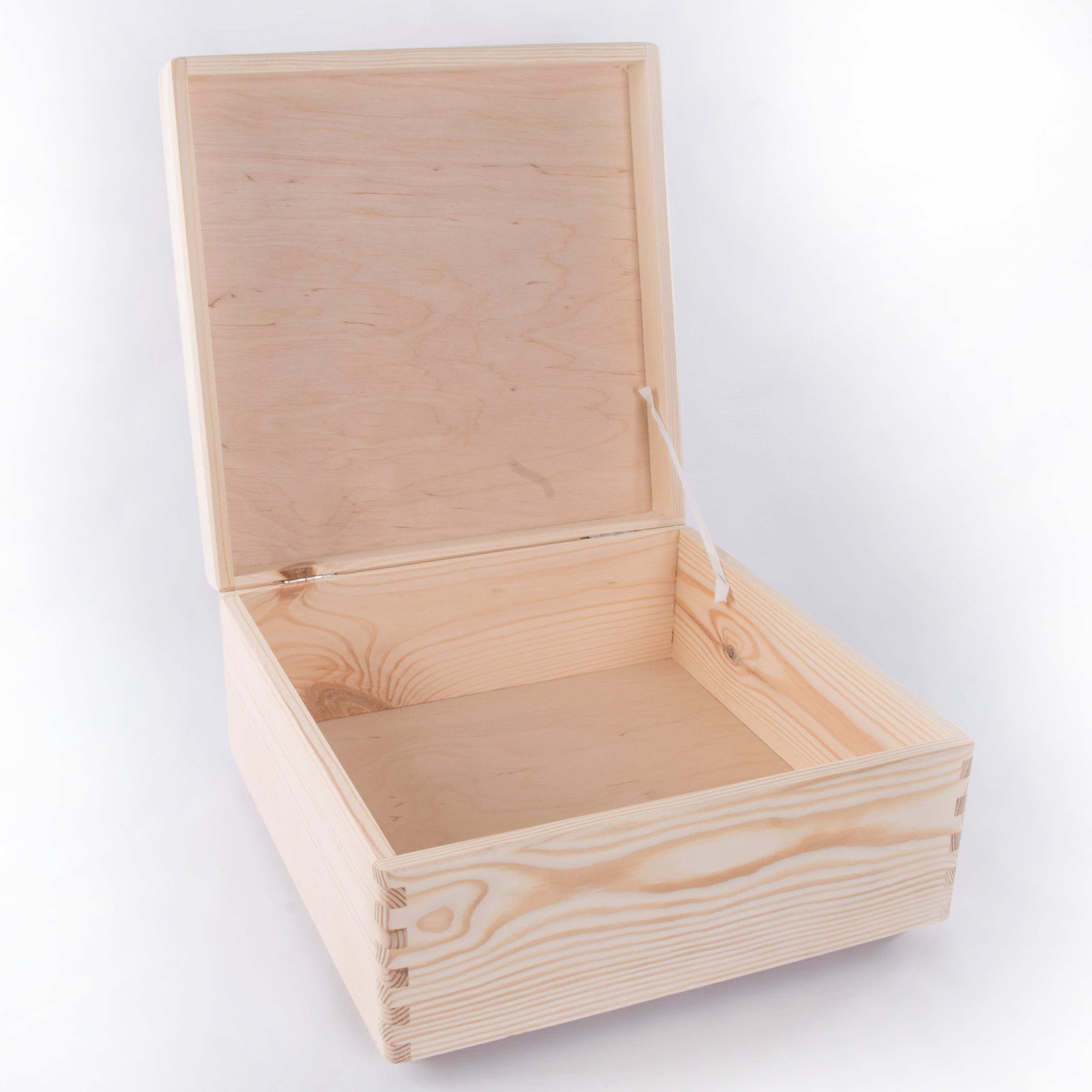 Large Square Wooden Storage Box With Lid / Pinewood Memory Keepsake